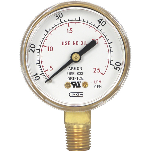 Gentec G20-050CF Pressure Gauges, 2" , 0-50 SCFH, Bottom Mount, Analogue