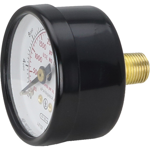 Gentec GR15-4000 Pressure Gauges, 1-1/2" , 0 - 4000 psi, Back Mount, Analogue