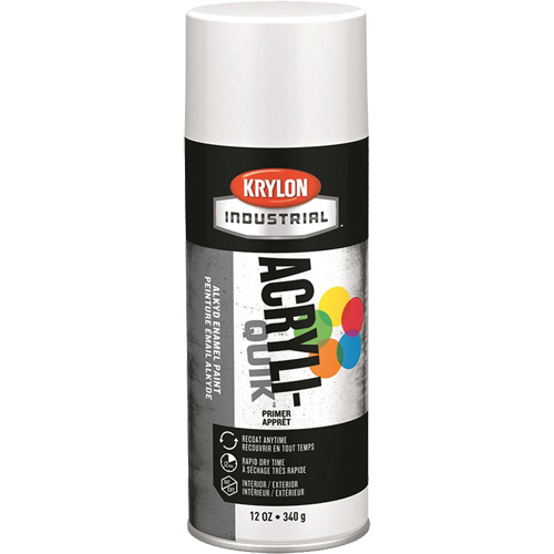 Krylon Industrial K01315A07 Industrial Acryli-Quik Lacquer, White, Very Flat, 12 oz., Aerosol Can