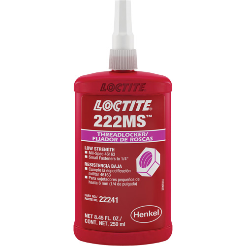 Loctite 135335 Compos&eacute; de blocage 222MS petite vis/spec mil, Mauve, Basse, 250 ml, Bouteille
