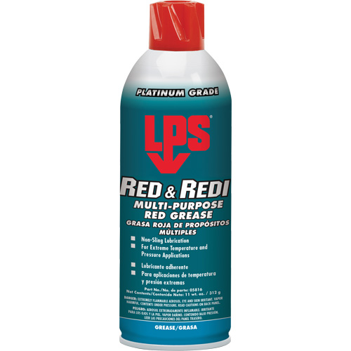 LPS 5816 Graisse rouge Red & Redi tout usage, 16 oz, Canette a&eacute;rosol