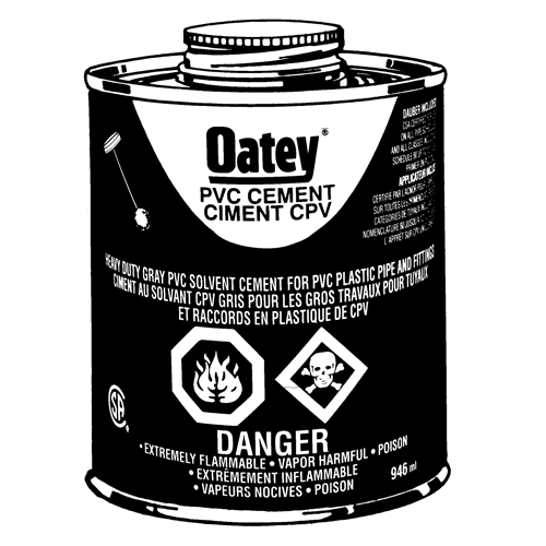 Oatey 31513 PVC Heavy-Duty Cement, 946 ml, Brush-Top Can, Grey