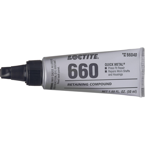 Loctite 135527 Compos&eacute; de retenue pour r&eacute;paration ajust&eacute; &agrave; la presse Quick Metal 660, 50 ml, Tube, Argent