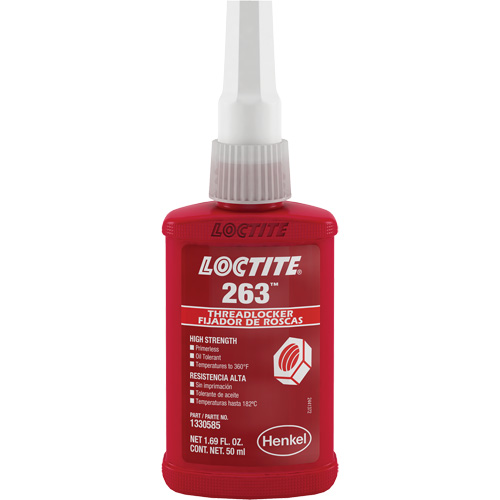 LOCTITE Threadlocker 263 Rapid Cure, Red, High, 50 ml, Bottle AD290