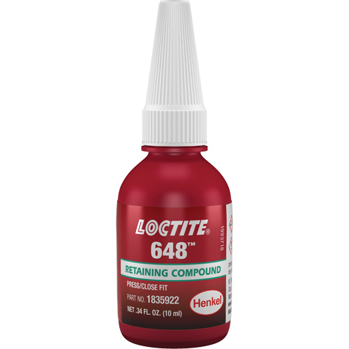 Loctite 1835922 648 High Strength/Rapid Cure Retaining Compounds, 10 ml, Bottle, Green