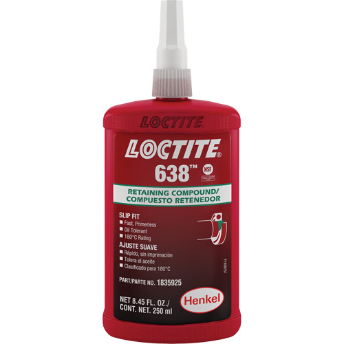Loctite 1835925 Compos&eacute; de retenue Loctite 638, 250 ml, Bouteille, Vert