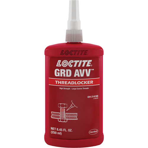 Loctite 214166 Letter Grade AVV Threadlocker, Red, High, 250 ml, Bottle
