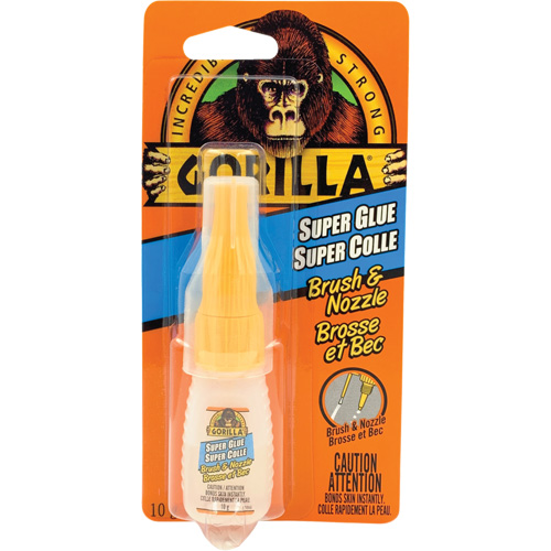 Gorilla 102098 Colle cyanoacrylate avec embout et brosse, 10 g, Bouteille, Transparent