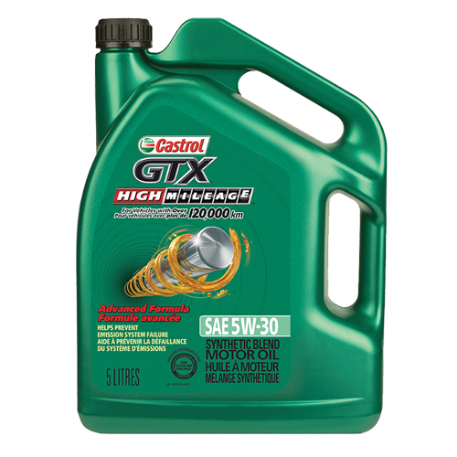 Castrol 000163A GTX&reg; HIGH MILEAGE 5W30 Motor Oil, 5 L, Jug