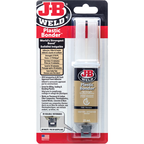 J-B Weld 50133CAN Adh&eacute;sif plastique, 25 ml, Seringue, Deux composants, Havane