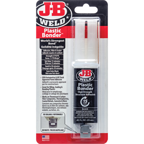 J-B Weld 50139CAN Adh&eacute;sif plastique, 25 ml, Seringue, Deux composants, Noir