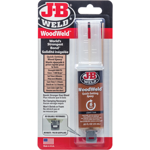 J-B Weld 50151CAN Adh&eacute;sif WoodWeld, 25 ml, Seringue, Deux composants, Havane