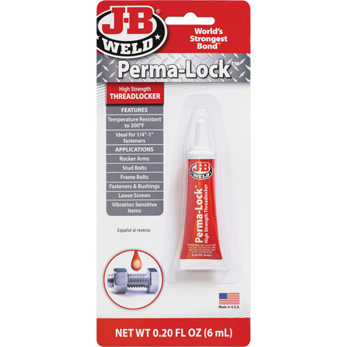 J-B Weld 27106CAN Compos&eacute; de blocage Perma-Lock, Rouge, &eacute;lev&eacute;, 6 ml, Tube