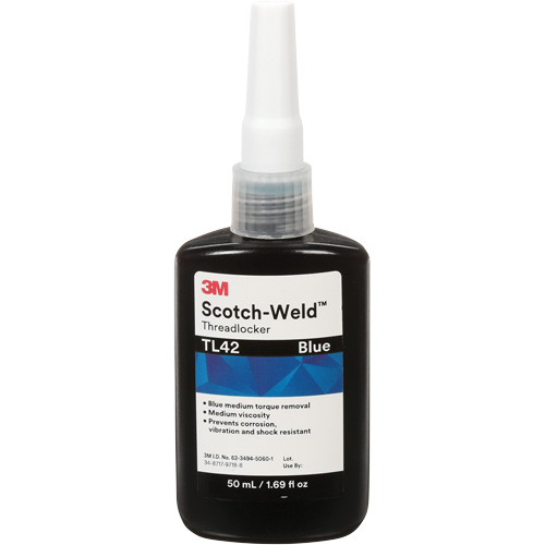 3M TL42-50 Scotch-Weld Threadlocker TL42, Blue, Medium, 50 ml, Bottle