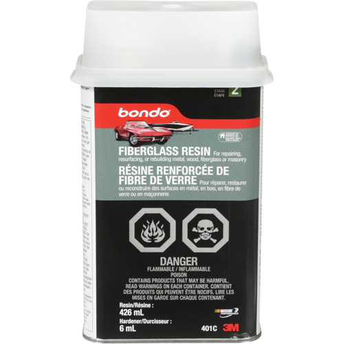 3M 00401C R&eacute;sine de fibre de verre Bondo, Deux composants, 15 oz, Bidon rectangulaire