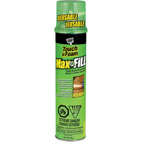 DAP 7565000128 Touch 'n Foam&reg; Max Fill Triple Expanding Sealant, 566 g, Aerosol Can, Cream