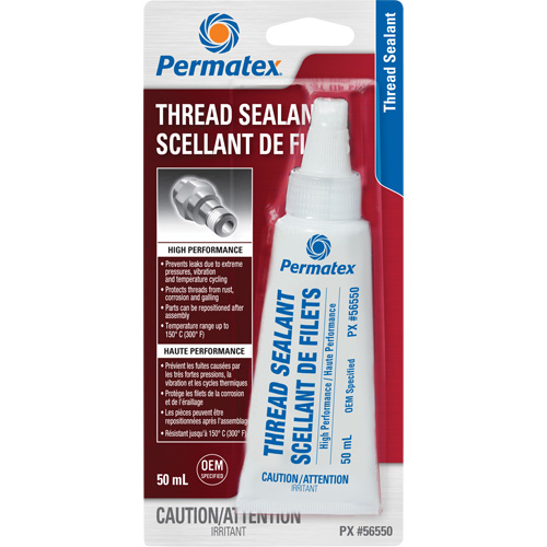 Permatex 56550 Scellant pour filetage haute performances, Tube, 50 ml, -54° C - 149° C/-65° F - 300° F