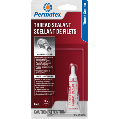Permatex 59206 High Temperature Thread Sealant, Tube, 6 ml, -54° C - 204° C/-65° F - 400° F