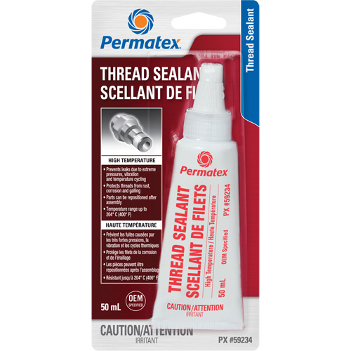 Permatex 59234 Scellant pour filetage haute temp&eacute;rature, Bouteille, 50 ml, -54° C - 204° C/-65° F - 400° F