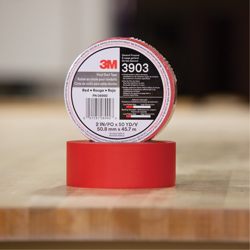 3M 3903-2X50-RED Rubans adh&eacute;sifs en vinyle 3903, 48 mm (2") la x 46 m (151') lo, 6,5 mils, Rouge