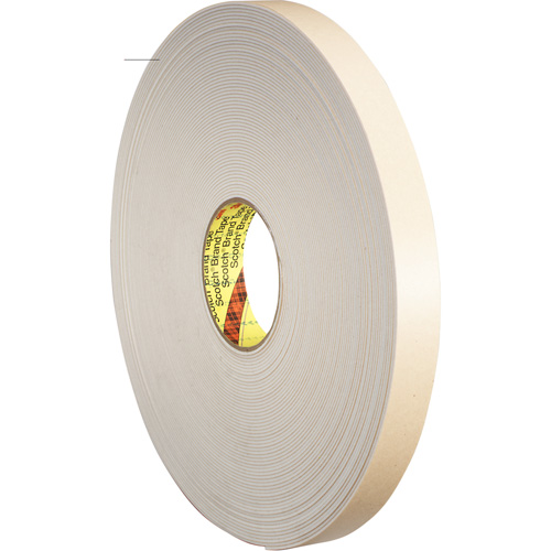 3M 4496W-1X36 Double-Coated Foam Tape, 33 m (108') L x 25.4 mm (1") W, 62 mils, Polyethylene
