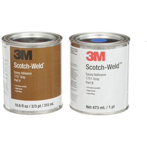 3M 1751-1PT Scotch-Weld Adhesive, 16 fl. Oz., Tube, Two-Part, Grey