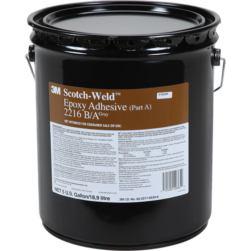 3M 2216-A-5GAL-GRY Scotch-Weld Adhesive, 5 gal., Pail, Two-Part, Grey