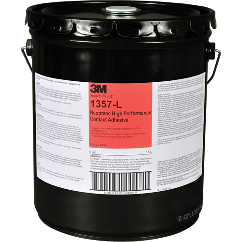 3M 1357L-5GAL-GRY Neoprene High-Performance Contact Adhesive, Drum, 5 gal., Green