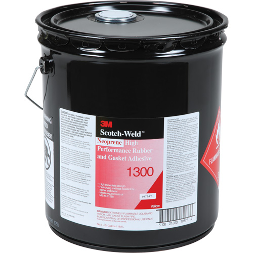 3M 1300-5GAL Adh&eacute;sif haute performance pour le caoutchouc et les joints, Seau, Jaune