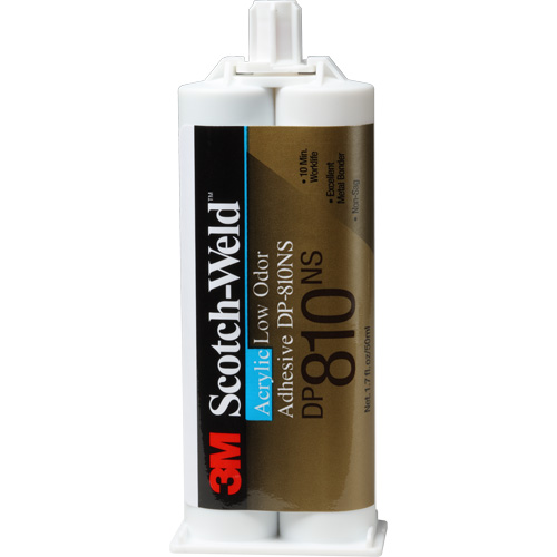 3M DP810NS-1.64OZ-TAN Scotch-Weld Low-Odour Acrylic Adhesive, Two-Part, Dual Cartridge, 1.7 oz., White