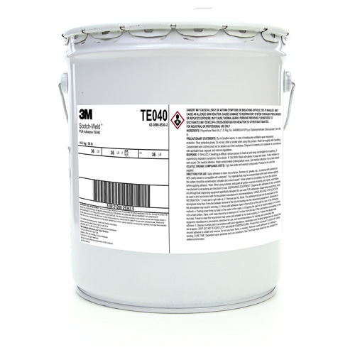 3M TE040-5GAL Scotch-Weld PUR Adhesive, 5 gal, Pail, Clear