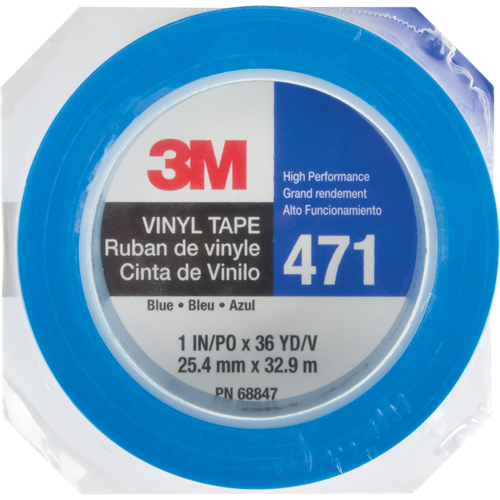 3M 471-1X36-BLU-IW 471 Vinyl Tape, 25.4 mm (1") W x 32.9 m (108') L, 5.3 mils, Blue