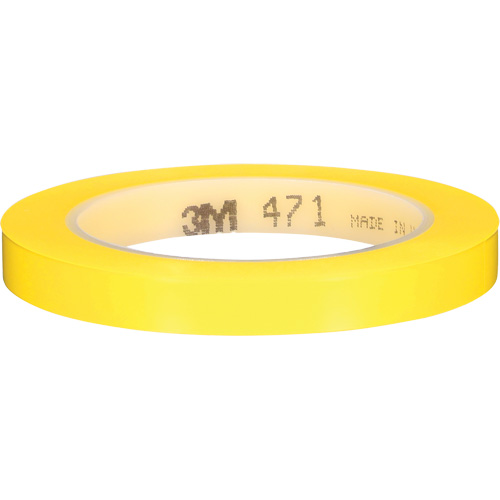 3M 471-1/2X36-YLW-IW Ruban en vinyle 471, 12 mm (1/2") la x 32,9 m (108') lo, 5,2 mils, Jaune
