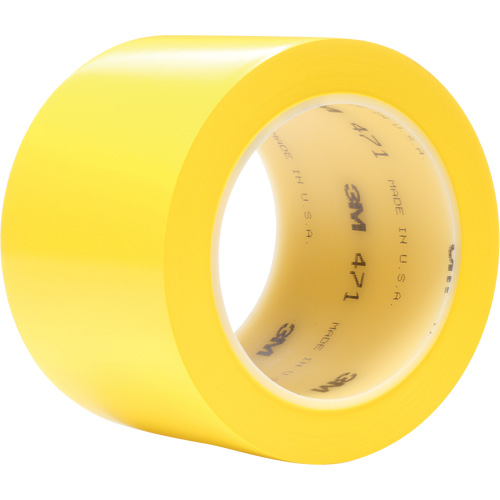 3M 471-3X36-YLW-BULK 471 Vinyl Tape, 76.2 mm (3") W x 32.9 m (108') L, 5.2 mils, Yellow