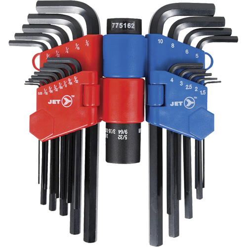 JET 775162 JHK-22SM Long Arm Hex Key Set, 22 Pcs., Metric & Imperial