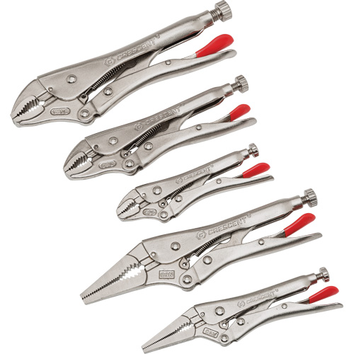 Crescent CLP5SETN-08 5-Piece Curved & Long Nose Locking Plier Set, 14-1/2" L