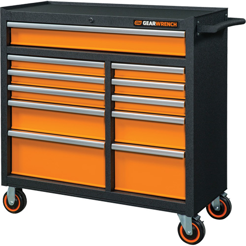 Gearwrench 83245 GSX Series Rolling Tool Cabinet, 11 Drawers, 41" W x 18-1/5" D x 41-1/2" H, Black/Orange