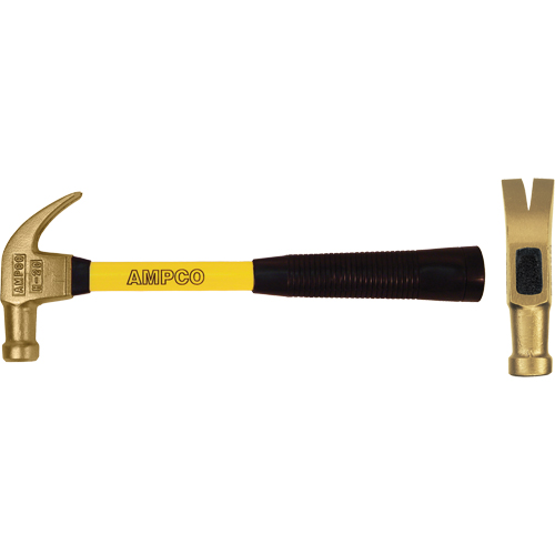 Ampco H-19FG Curved-Claw Nail Hammer, 0.75 lbs. Head Weight, 14" L