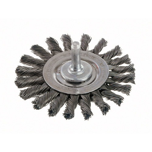 Osborn 0002619100 Knot Wire Wheel Brushes - Standard Twist Knot with 1/4" Shank, 4" Dia., 0.014" Fill, Stainless Steel