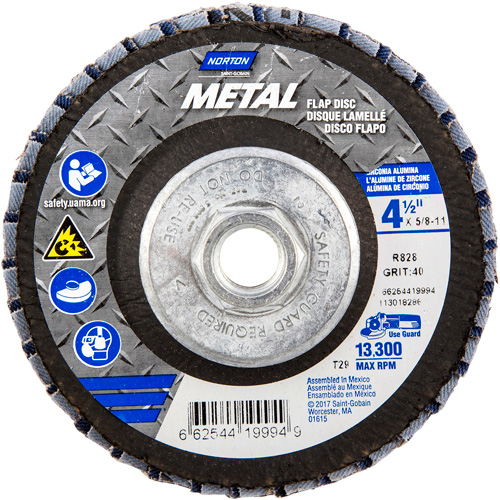 Norton 66254419994 Disque &agrave; lamelles coniques, 4-1/2" x 5/8"-11, Type 29, Grain 40, Alumine de zirconium