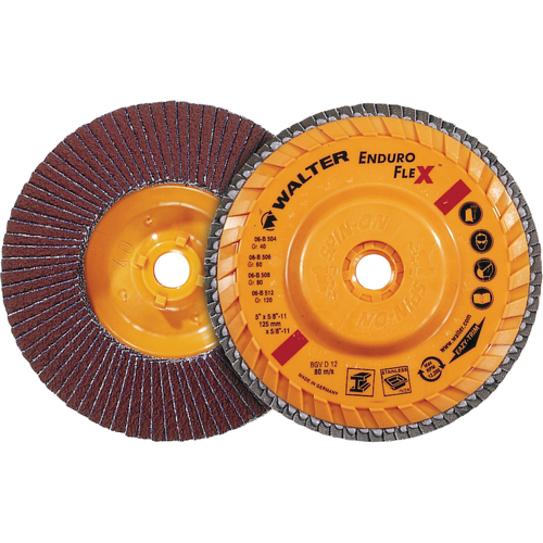 Walter Surface Technologies 15R704 Enduro-Flex Flap Disc, 7" x 7/8", Type 27, 40 Grit, Zirconia Alumina