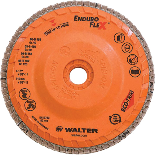 Walter Surface Technologies 06B458 Enduro-Flex Flap Disc, 4-1/2" x 5/8"-11, Type 27, 80 Grit, Zirconia Alumina
