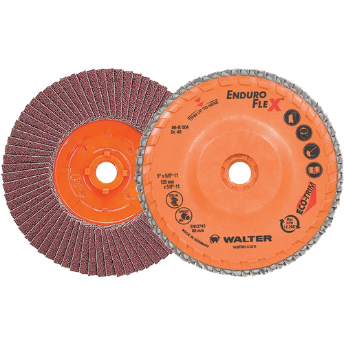 Walter Surface Technologies 06B504 Enduro-Flex Flap Disc, 5" x 5/8"-11, Type 27, 40 Grit, Zirconia Alumina
