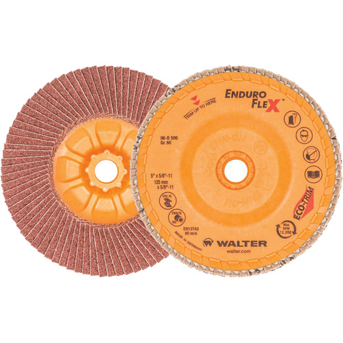 Walter Technologies Pour Surface 06B506 Disque &agrave; lamelles Enduro-Flex, 5" x 5/8"-11, Type 27, Grain 60, Alumine de zirconium