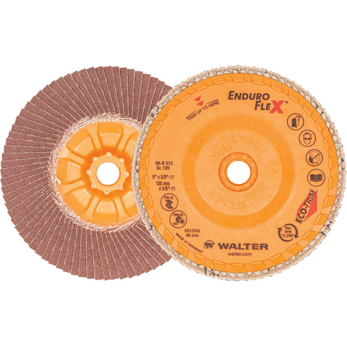 Walter Surface Technologies 06B512 Enduro-Flex Flap Disc, 5" x 5/8"-11, Type 27, 120 Grit, Zirconia Alumina