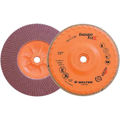 Walter Technologies Pour Surface 06B608 Disque &agrave; lamelles Enduro-Flex, 6" x 5/8"-11, Type 27, Grain 80, Alumine de zirconium