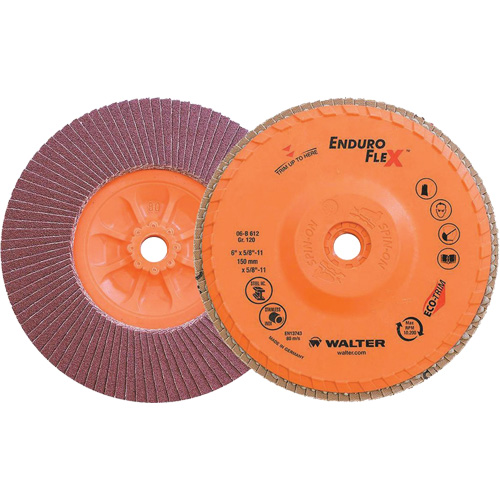 Walter Technologies Pour Surface 06B612 Disque &agrave; lamelles Enduro-Flex, 6" x 5/8"-11, Type 27, Grain 120, Alumine de zirconium