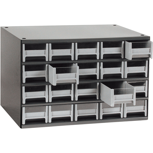 Akro-Mils A19320M Casiers modulaires pour pi&egrave;ces, Acier, 20 tiroirs, 17" x 10-9/16" x 2-1/16", Gris
