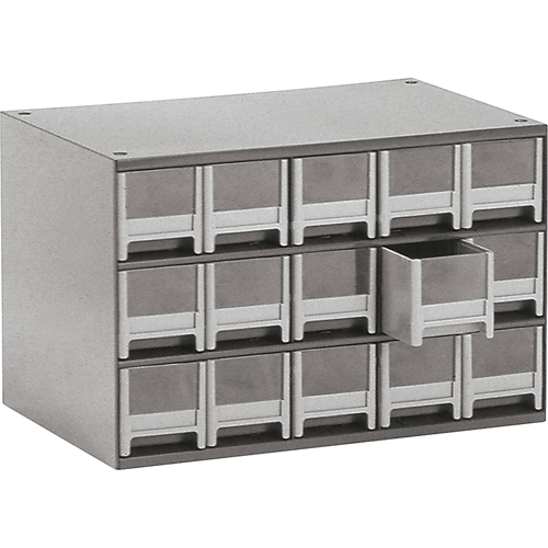 Akro-Mils A19715M Casiers modulaires pour pi&egrave;ces, Acier, 15 tiroirs, 17" x 10-9/16" x 3-1/16", Gris