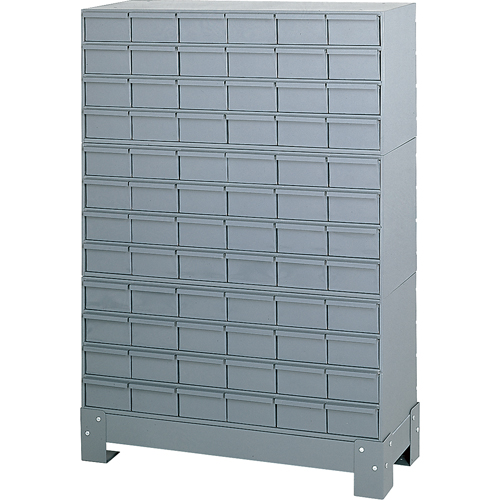 Durham Manufacturing 019-95 Casiers &agrave; tiroirs industriels avec base, 72 tiroirs, 34-1/8" la x 12-1/4" p x 48-1/8" h, Gris